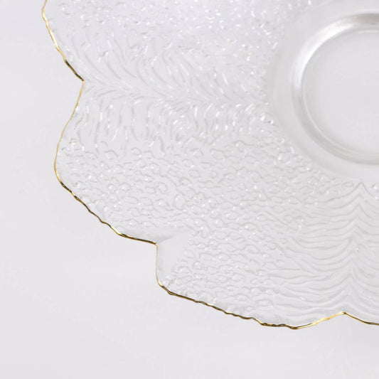 Cannes Glass Serving Bowl - Clear + Gold