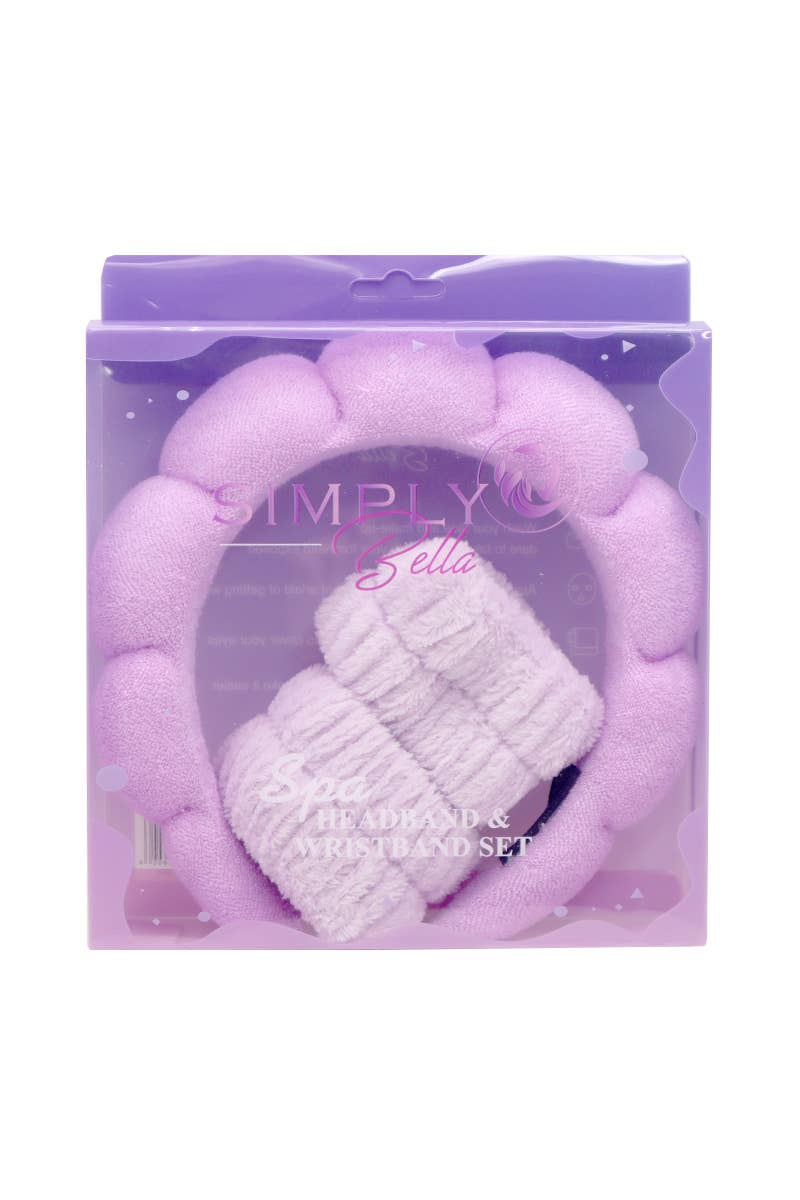 Purple Spa Headband & Wristband Set