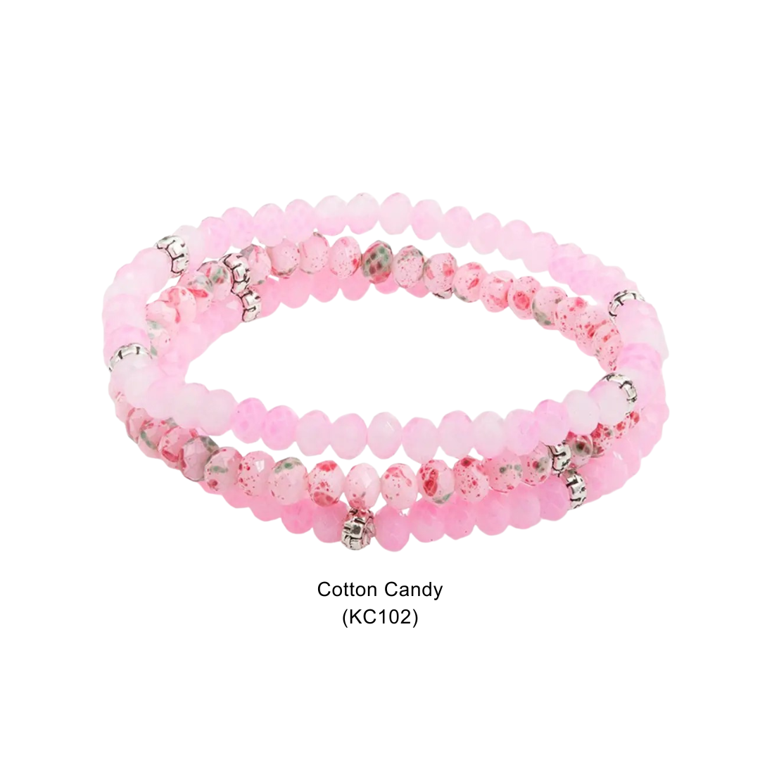 Kids Mini Crystal Stretch Bracelet Set - Cotton Candy