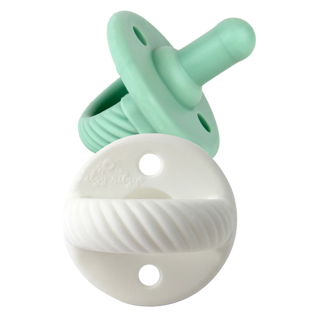 *NEW SIZE* Sweetie Soother™ Pacifier Sets (2-pack): Mint + White Cables
