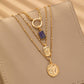 LAYER CELESTIAL CROSS BLUE STONE CHARM NECKLACE | GOLD
