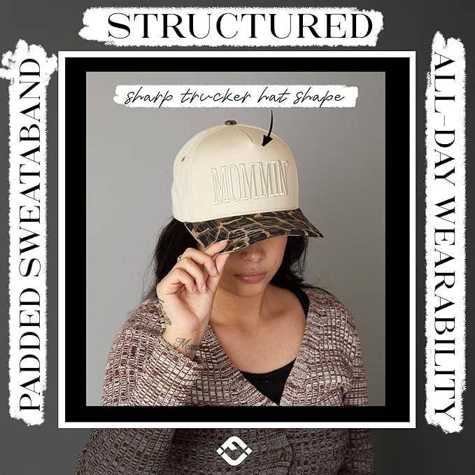 Embroidered Cap: Mommin - Leopard/Beige