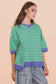 Oversized Stripe Casual Knit Top - KELLY GREEN + CREAM