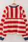 Casual Red & Cream Stripe Cropped Top