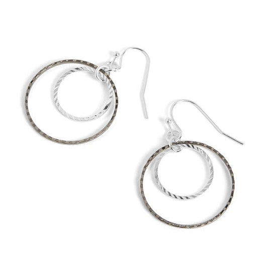 Hammered Double Hoop - Silver Earrings: Silver