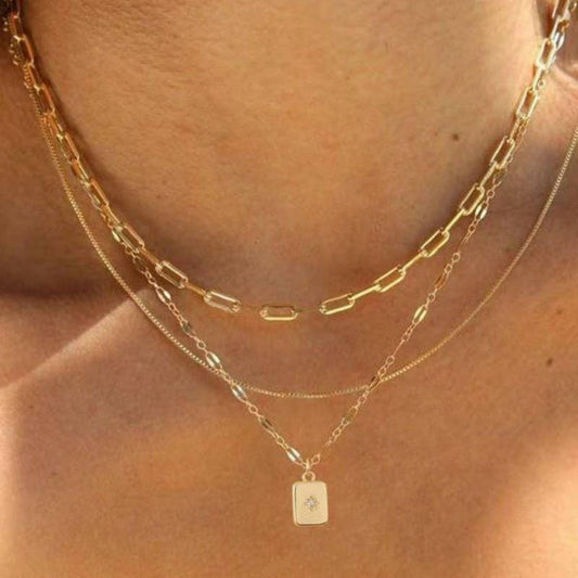 18K STAINLESS STEEL TARNISH FREE LAYERED NECKLACE | GOLD