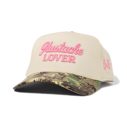 Mustache Lover Trucker Hat: Retro Camo/Natural