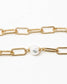 Paperclip w/freshwater pearl pendant necklace: Gold