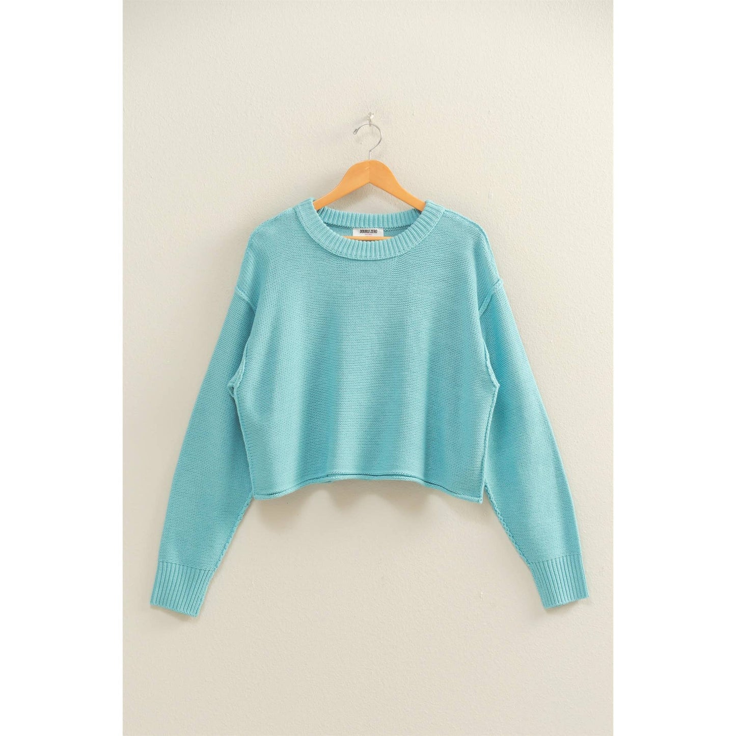 Sky Blue Cropped Oversized Sweater