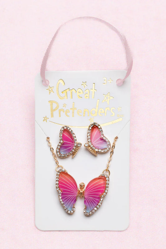 Butterfly Necklace & Stud Earrings