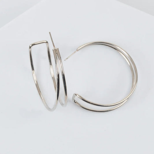 Large Double Bar C-Hoop Earring