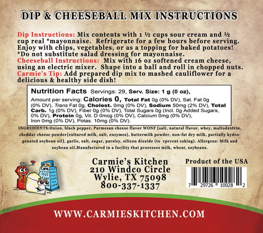Peppercorn Parmesan Dip Mix - Carmie's Kitchen
