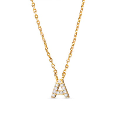 Gold CZ Initial Necklace