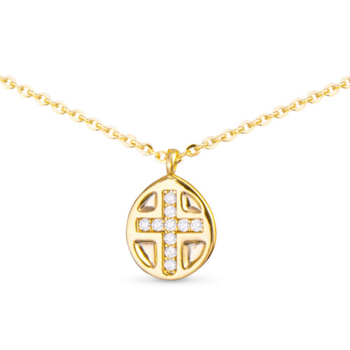 Amanda Blu + Gold Inset CZ Cross Necklace