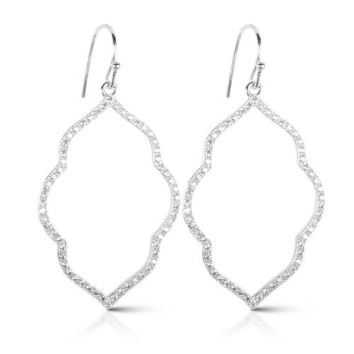 Silver Open CZ Quatrefoil Earrings