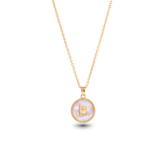 Gold Mother of Pearl Initial Necklace