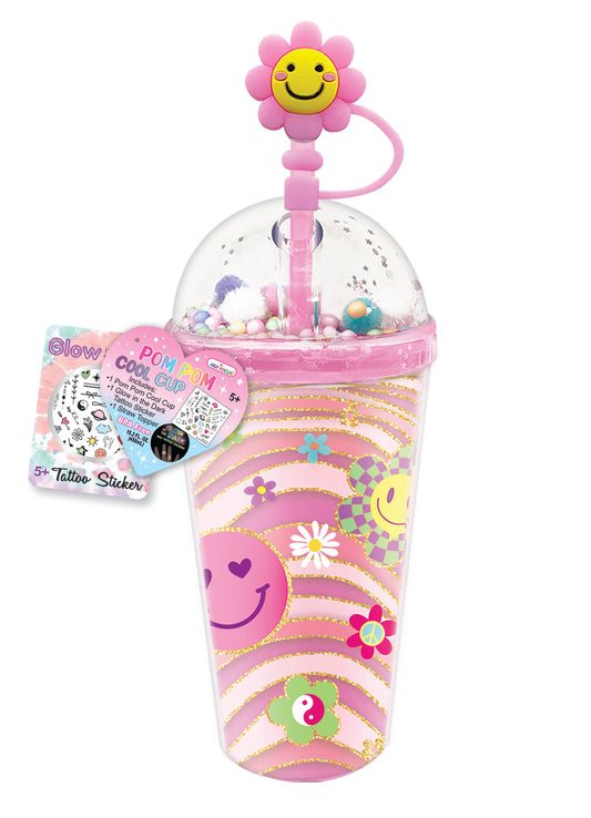 Crystal Cool Cup with Straw Topper, Groovy Flower