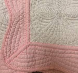 Baby Quilt Blanket Monogram: White/Pink