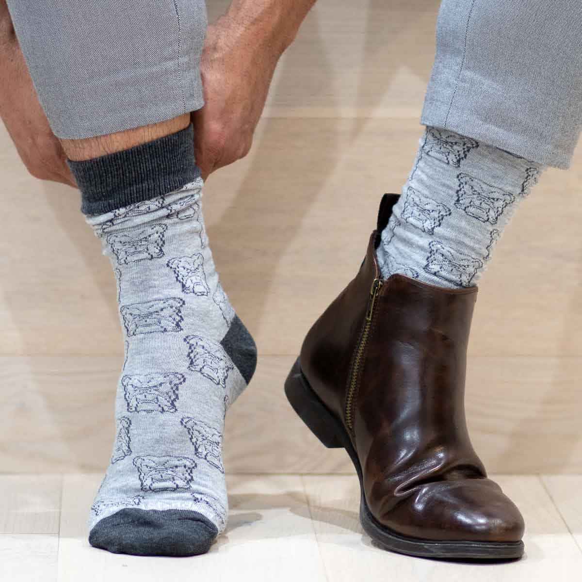 Men's Bulldog Face Socks One Size