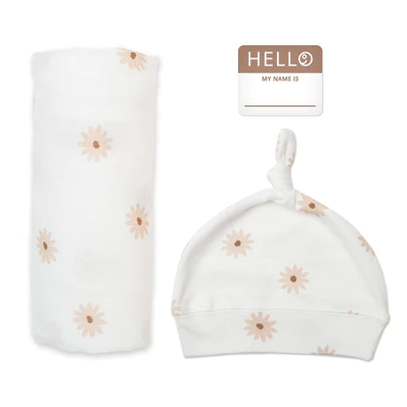 Hello World - Swaddle, Hat & Sticker