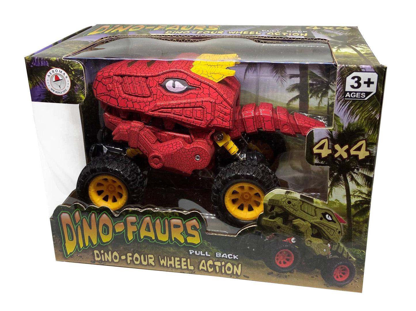 Pull Back 4 Wheel Dinosaur Truck In Window Gift Box