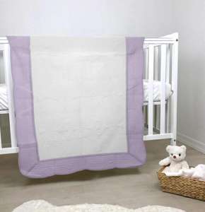 Baby Quilt Blanket Monogram: White/Purple