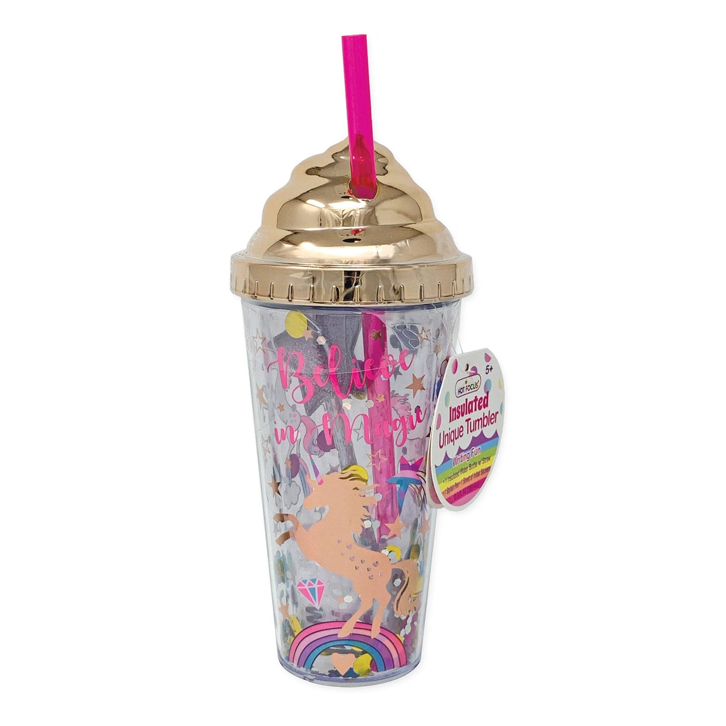 Hot Focus, Inc. - Insulated Unique Tumbler Writing Fun, Unicorn