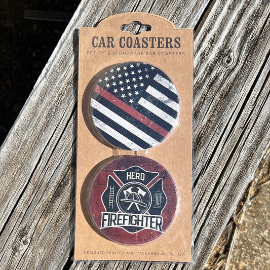 Thin Red Line Car Coaster Set