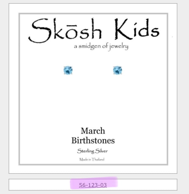 Skosh Kids + Silver Birthstone Earrings