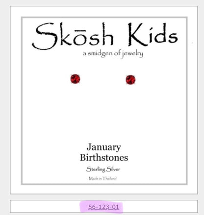 Skosh Kids + Silver Birthstone Earrings
