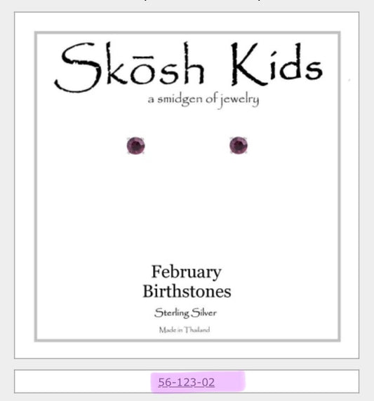 Skosh Kids + Silver Birthstone Earrings
