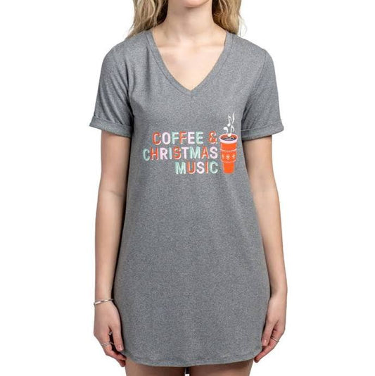Coffee & Christmas Music Sleep Shirt