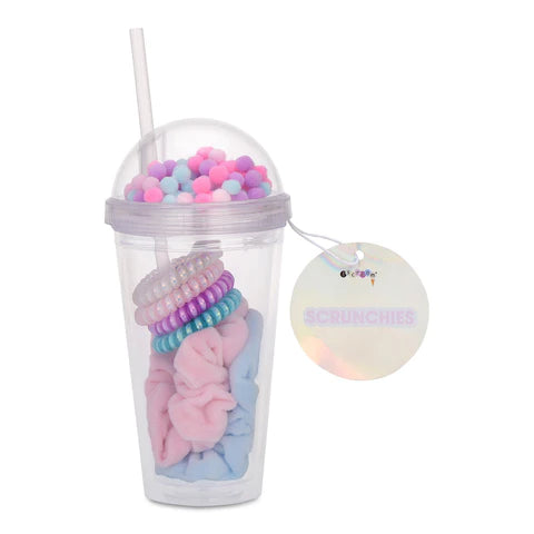 Latte Coil and Fleece scrunchie set