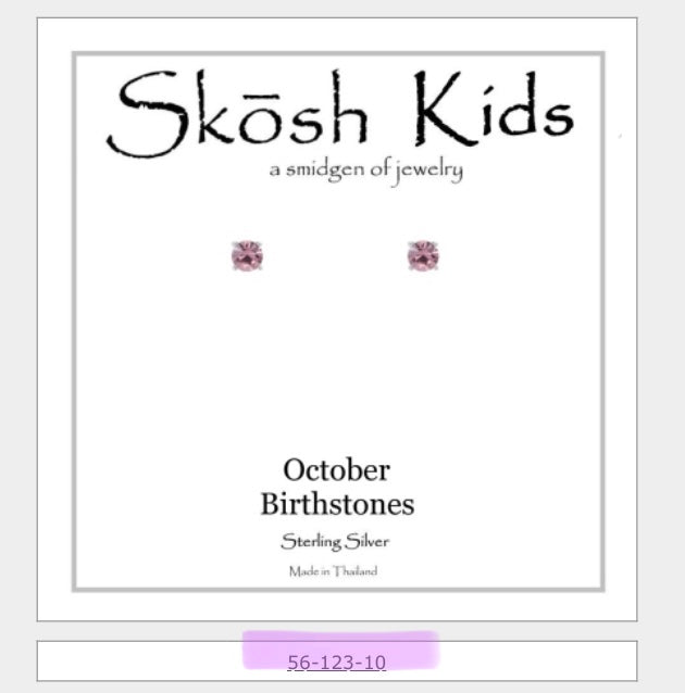 Skosh Kids + Silver Birthstone Earrings