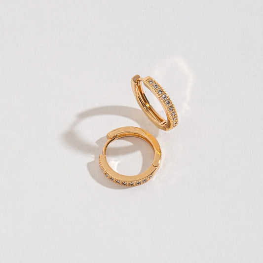 MEDIUM PAVE STYLE HOOP EARRINGS