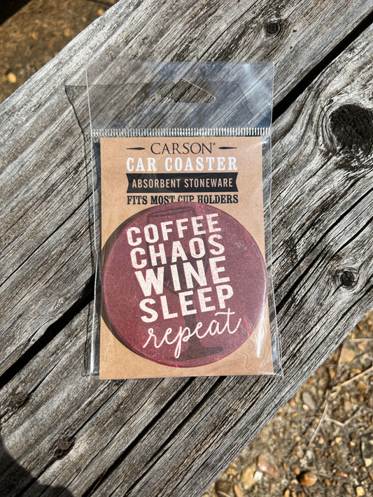 Coffee Chaos Wine Car Coaster
