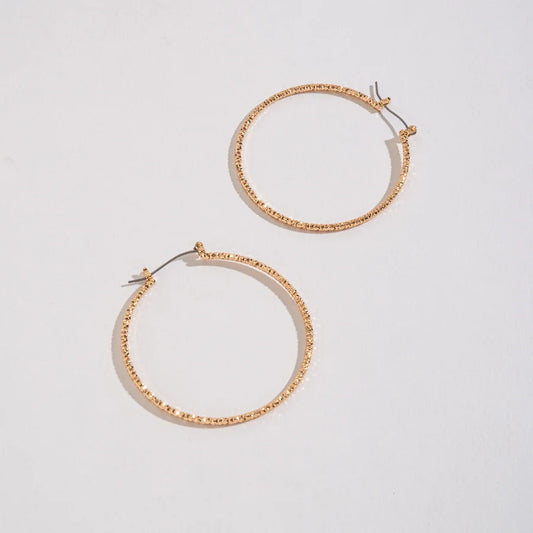 LARGE TEXTURED HOOP EARRINGS