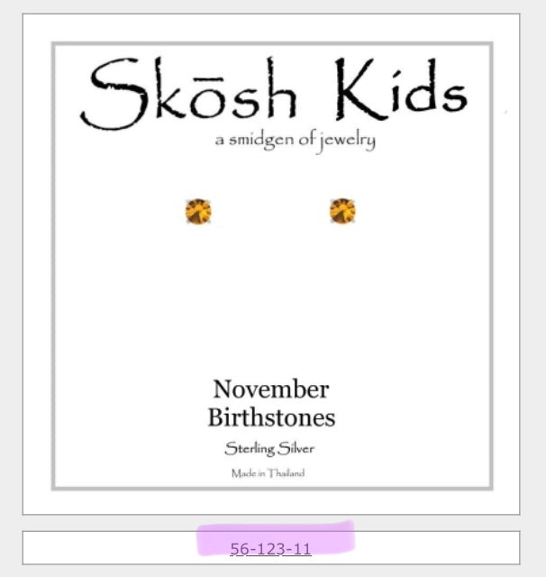 Skosh Kids + Silver Birthstone Earrings