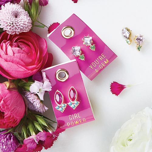 Gemstone Earrings on Leather Loop