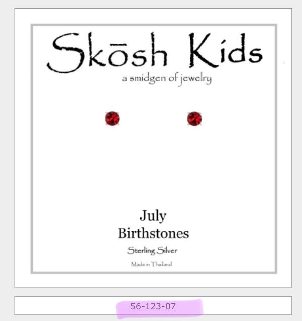 Skosh Kids + Silver Birthstone Earrings