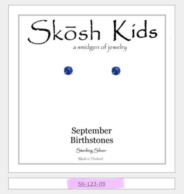 Skosh Kids + Silver Birthstone Earrings