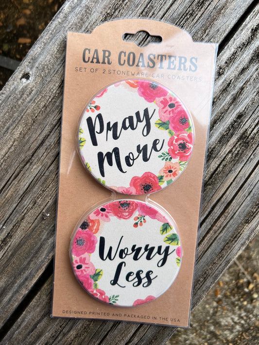 Pray More Car Coaster Set