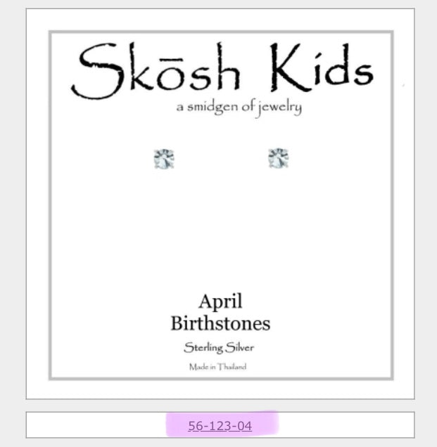 Skosh Kids + Silver Birthstone Earrings