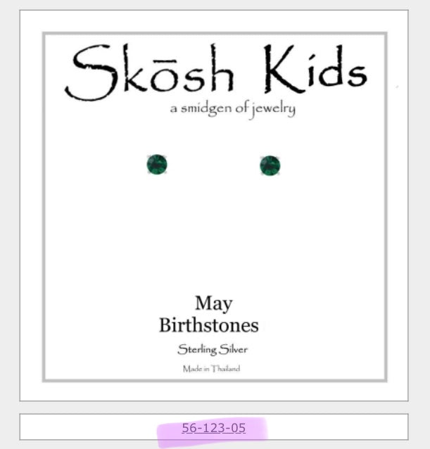 Skosh Kids + Silver Birthstone Earrings