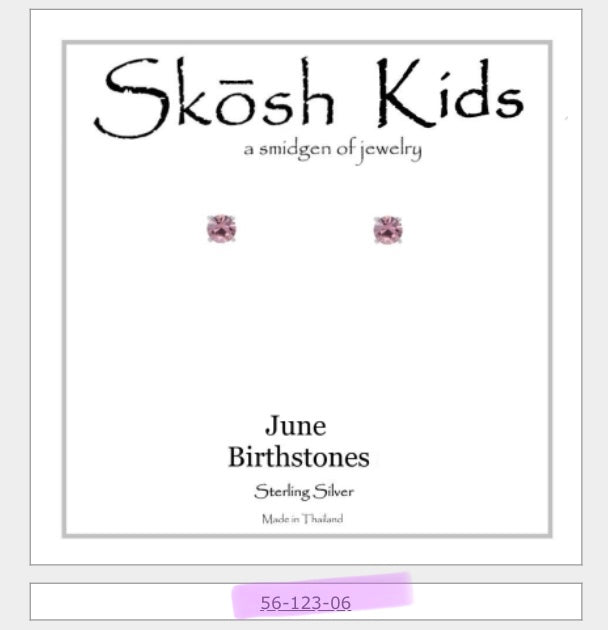 Skosh Kids + Silver Birthstone Earrings