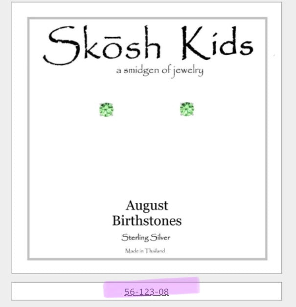Skosh Kids + Silver Birthstone Earrings